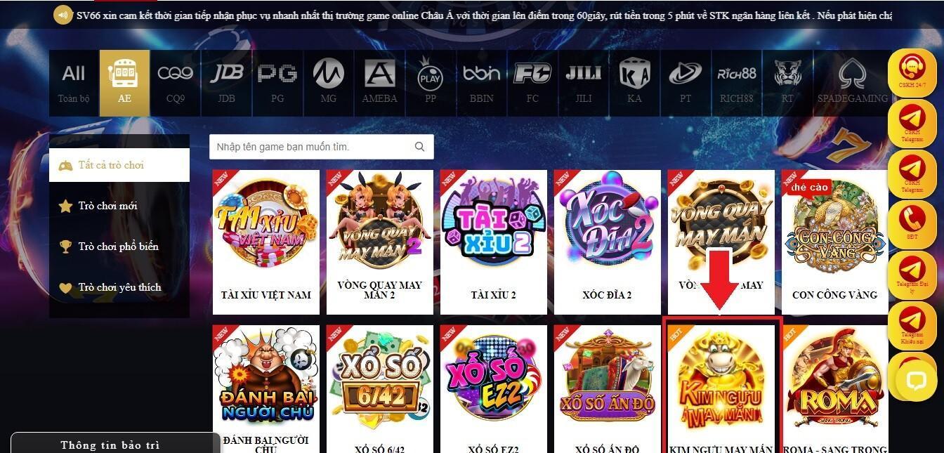 Kim ngưu may mắn đang là trò chơi HOT tại nhà cái SV66