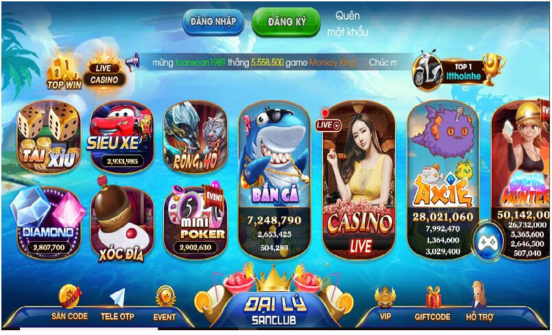 San Club - Cổng game đổi thưởng mới nhưng chất lượng 7 Cổng game San Club có những trò chơi gì?