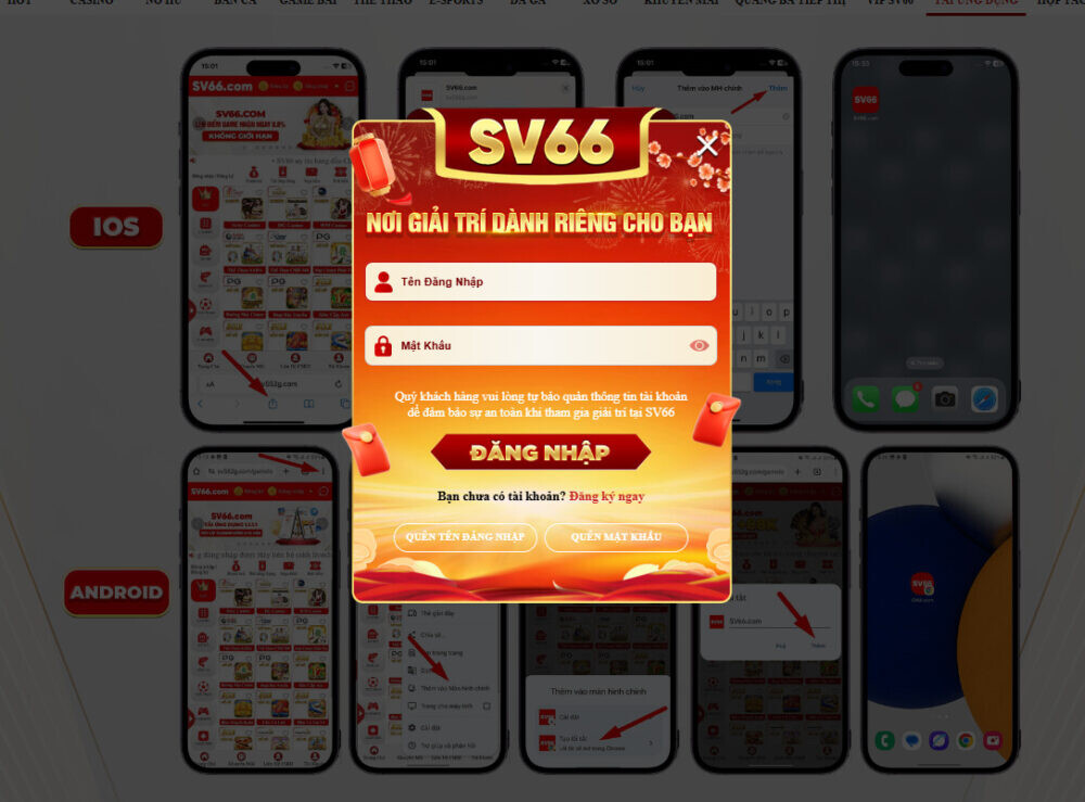 Hướng dẫn tải app SV66 chính thức cho điện thoại đơn giản 10 Anh em đăng nhập tài khoản thành viên tại SV66