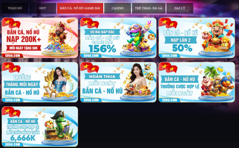 Khuyến mãi SV66 - Ưu đãi khủng cho người chơi cơ hội nhận thưởng lớn 6 Các sản phẩm giải trí của SV66 đều có quà khủng