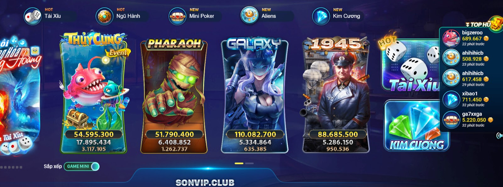 SonVip Vin - Cổng game trực tuyến trả thưởng cao hấp dẫn 7 Cổng game SonVip Vin có trò chơi gì hấp dẫn?