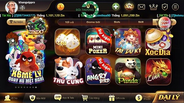 Zindo Club - Cổng game đổi thưởng hấp dẫn, dễ thắng lớn 6 Kho game đổi thưởng khủng với tỷ lệ trả thưởng cao